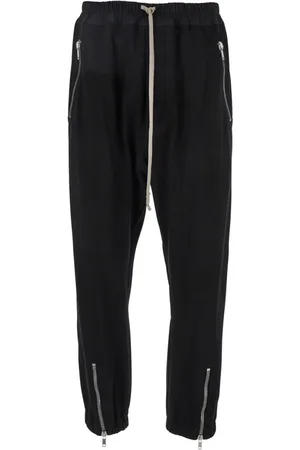 Rick Owens Homme, Pantalons, Noir, Taille: L Pantalon noir en laine avec cordon de serrage oversize