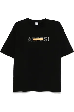 Aspesi Homme, Tops, Noir, Taille: M T-shirt en jersey avec logo imprimé