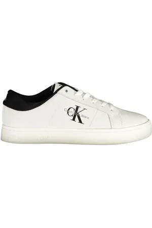 Calvin Klein Homme, Chaussures, Blanc, Taille: 41 EU Baskets en Polyester Blanc avec Détails Contrastés