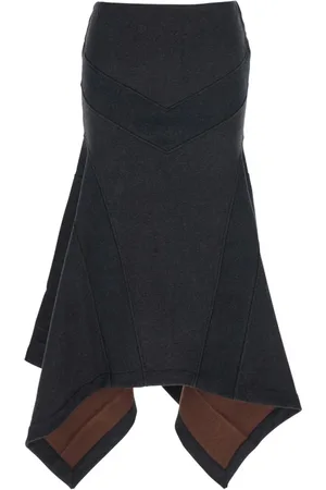 The Attico Femme, Jupes, Gris, Taille: 34 FR Jupe Midi Grise Logo Ourlet Mouchoir