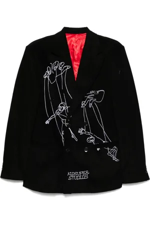 KIDSUPER STUDIOS Homme, Vestes, Noir, Taille: L Veste noire à double boutonnage avec poches