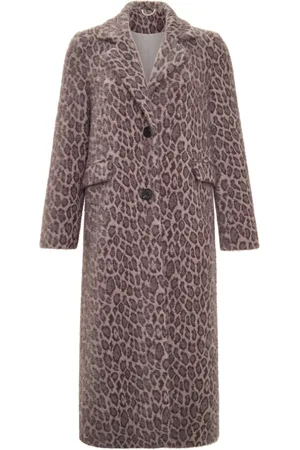 CESARE GASPARI Femme, Manteaux, Brun, Taille: 38 FR Manteau Long en Fausse Fourrure Bianca - Léopard