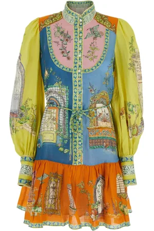 ALÉMAIS Femme, Robes, Multicolore, Taille: 38 FR Robe multicolore avec inserts de blocs de couleur
