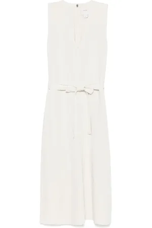 Calvin Klein Femme, Robes, Blanc, Taille: 42 FR Robe Blanche avec Col en V et Doublure Complète