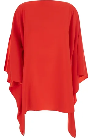 GIANLUCA CAPANNOLO Femme, Blouses et Chemises, Rouge, Taille: ONE Size Haut Rouge à Col Bateau et Manches Drapées