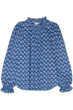 Apof Femme, Blouses et Chemises, Bleu, Taille: 36 FR Chemise Annabella en Coton Liberty