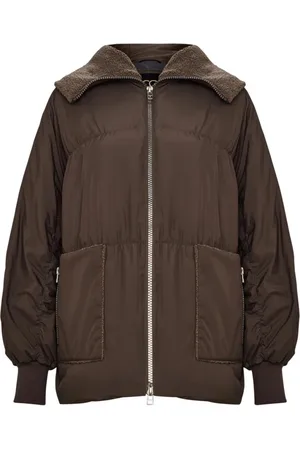 CESARE GASPARI Femme, Vestes, Brun, Taille: 40 FR Doudoune à Col en Peau de Mouton - Chocolat