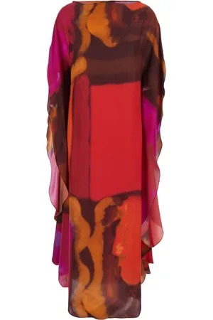 GIANLUCA CAPANNOLO Femme, Robes, Multicolore, Taille: 38 FR Robe Longue en Soie Multicolore Col Bateau