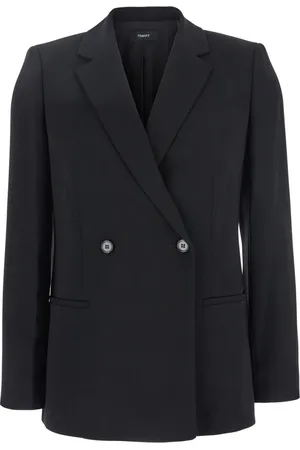 THEORY Femme, Vestes, Noir, Taille: 40 FR Veste noire à double boutonnage en tissu technique
