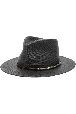 Brunello Cucinelli Femme, Accessoires, Noir, Taille: S Chapeau Large En Cuir Noir