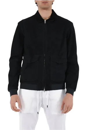 DFOUR Homme, Vestes, Bleu, Taille: L Bomber en Cuir Slim Fit
