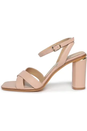 CESARE GASPARI Femme, Chaussures, , Taille: 40 EU Sandales en Cuir Rose Poudré – Talon Carré, Élégantes Chaussures d
