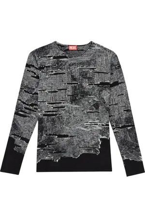 Diesel Homme, Tops, Noir, Taille: L T-shirt à Manches Longues Jacquard