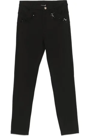 Liu Jo Femme, Pantalons, Noir, Taille: 38 FR Pantalon noir avec bouton pression et poches