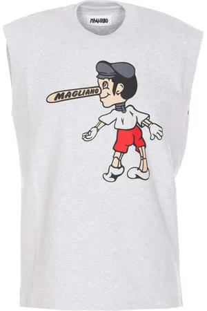 MAGLIANO Homme, Tops, Gris, Taille: S T-shirt sans manches col rond imprimé graphique