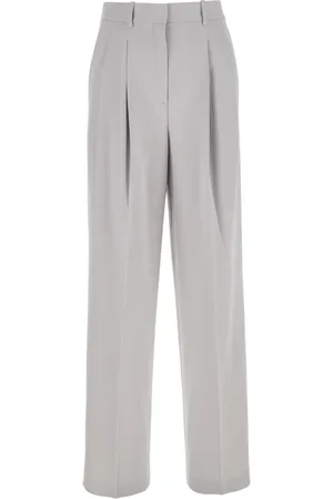 THEORY Femme, Pantalons, Gris, Taille: 38 FR Pantalon Taille Haute Métallique en Tissu Technique