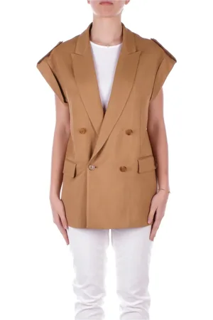 Dondup Femme, Vestes, Brun, Taille: 38 FR Veste sans manches marron avec boutons devant