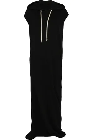 Rick Owens Femme, Robes, Noir, Taille: 38 FR Robe Noire à Capuche avec Cordon