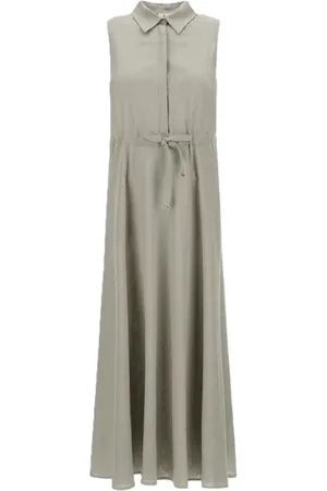 HERNO Femme, Robes, Gris, Taille: 42 FR Robe tissée avec col chemise