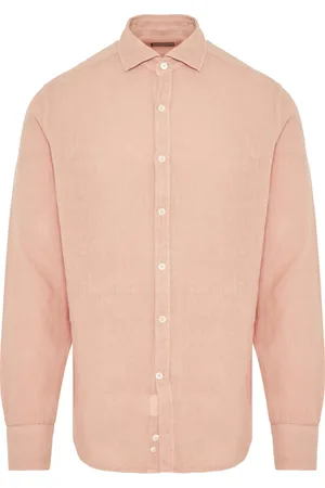 CANALI Homme, Chemises, Rose, Taille: XL Chemise en Lin Italien, Design Gm02128