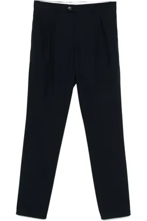 Brunello Cucinelli Homme, Pantalons, Bleu, Taille: L Chinos en Coton Bleu Marine avec Fermeture à Bouton