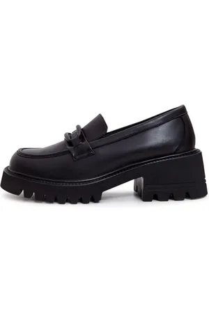 CESARE GASPARI Femme, Chaussures, Noir, Taille: 37 EU Mocassins Classiques à Talon Bloc en Cuir - Noir
