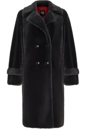 CESARE GASPARI Femme, Manteaux, Noir, Taille: 42 FR Manteau en fausse fourrure à double boutonnage Miriam - Noir