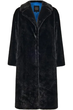 CESARE GASPARI Femme, Manteaux, Noir, Taille: 40 FR Manteau Long Imprimé au Dos Deluxe Amoureux - Noir
