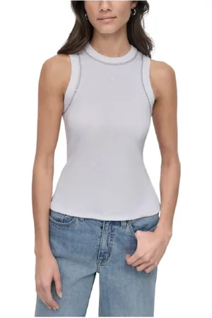 DKNY Femme, Tops, Blanc, Taille: 42 FR Haut avec col en strass pour un style élégant