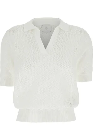 ELEVENTY Femme, Tops, Blanc, Taille: 40 FR Polo Blanc Tricoté pour Femmes