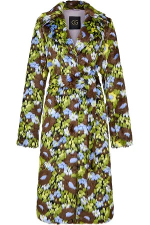 CESARE GASPARI Femme, Manteaux, Multicolore, Taille: 40 FR Manteau Long en Fausse Fourrure Tendance avec Imprimé Floral Vibrant