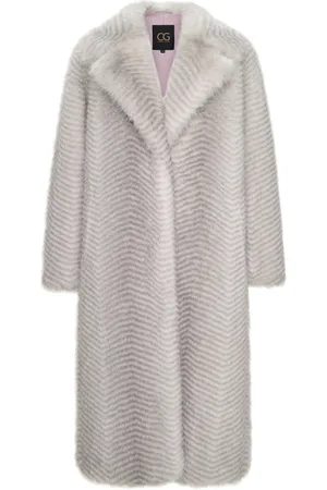 CESARE GASPARI Femme, Manteaux, Blanc, Taille: 38 FR Manteau en Fausse Fourrure de Luxe Natalie - Blanc