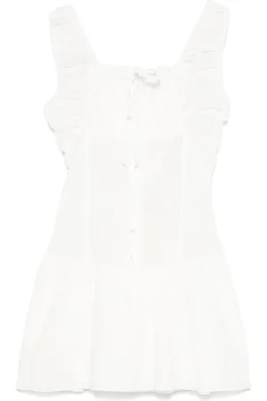 Frankies Bikinis Femme, Robes, Blanc, Taille: 42 FR Robe Blanche sans Manches à Col Carré