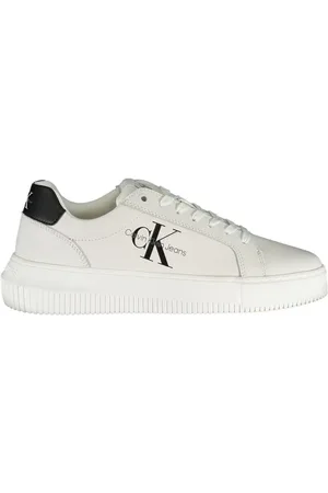 Calvin Klein Femme, Chaussures, Blanc, Taille: 37 EU Baskets Éco-Chic Blanches avec Détails Contrastés