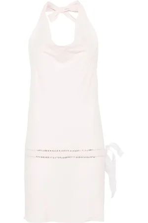 Gimaguas Femme, Robes, Rose, Taille: 42 FR Robe Rose à Paillettes Col Halter Dos Ouvert