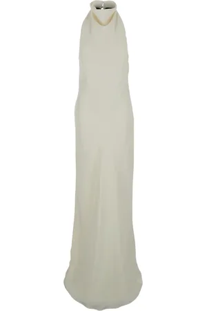 ROTATE Femme, Robes, Blanc, Taille: 42 FR Robe Longue Blanche avec Détail en Dentelle