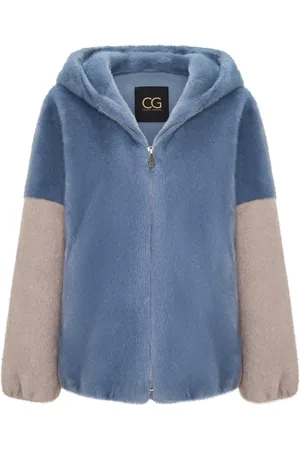 CESARE GASPARI Femme, Vestes, Bleu, Taille: 40 FR Veste à capuche élégante en fausse fourrure Reyna - Bleu