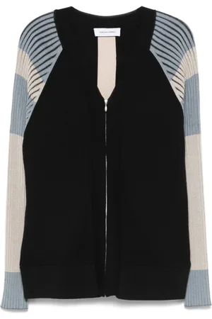 Kiko Kostadinov Homme, Pulls, Noir, Taille: L Pull à Rayures Noires Col en V