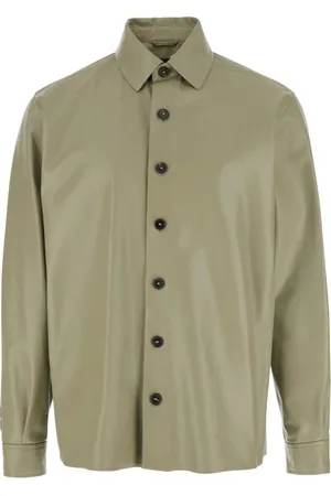 arma leder Homme, Chemises, Vert, Taille: L Chemise Verte Col Classique Boutons en Cuir