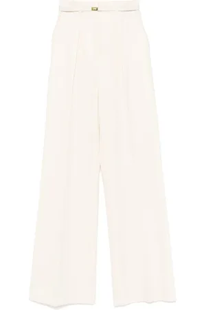 Elisabetta Franchi Femme, Pantalons, Blanc, Taille: 40 FR Pantalon Beige avec Poches et Boutons