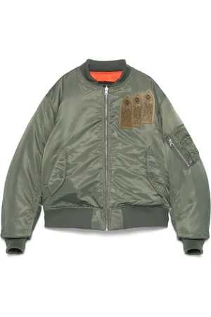 Who Decides War Femme, Vestes, Vert, Taille: 38 FR Bomber Vert Olive à Fermeture Éclair Avant