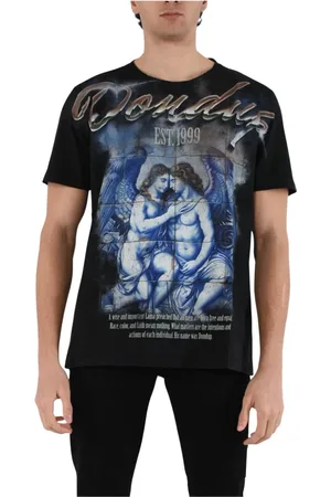 Dondup Homme, Tops, Noir, Taille: XL T-shirt en jersey avec impression avant et arrière