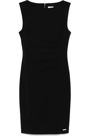Calvin Klein Femme, Robes, Noir, Taille: 38 FR Robe Noire sans Manches avec Fermeture Éclair Arrière