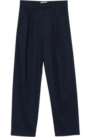 MARELLA Femme, Pantalons, Bleu, Taille: 34 FR Pantalon Bleu Marine avec Fermeture Cachée