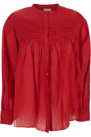 Isabel Marant Femme, Blouses et Chemises, Rouge, Taille: 38 FR Chemise Rouge avec Détails Plissés