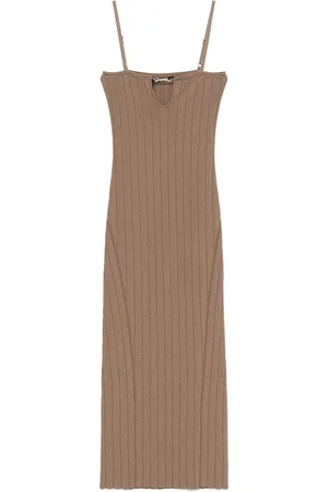 Jacquemus Femme, Robes, Brun, Taille: 38 FR Robe à Bretelles Fines Marron Clair