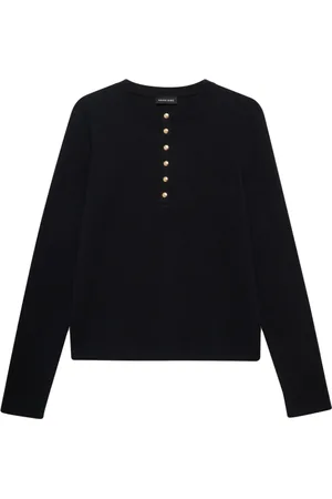 ANINE BING Femme, Tops, Noir, Taille: 40 FR Pull Noir à Boutons Col Rond