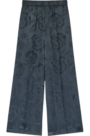 Kenzo Femme, Pantalons, Noir, Taille: 38 FR Pantalons Jacquard Peonies Noirs