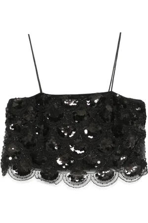 ROTATE Femme, Tops, Noir, Taille: 36 FR Haut Noir avec encolure carrée Rotate