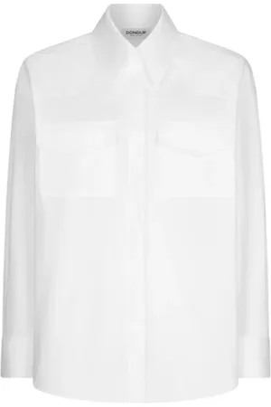 Dondup Femme, Blouses et Chemises, Blanc, Taille: 36 FR Chemise Blanche Oversize en Popeline avec Poches